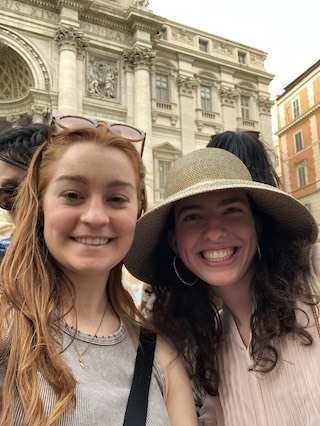 Margaret, with her friend Annalise, at the Trevi Fountain